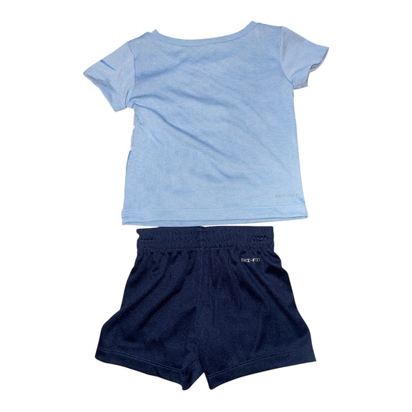 Nike Baby Boy Light Blue Tee and Dark Blue Shorts Set - Picture 3 of 3